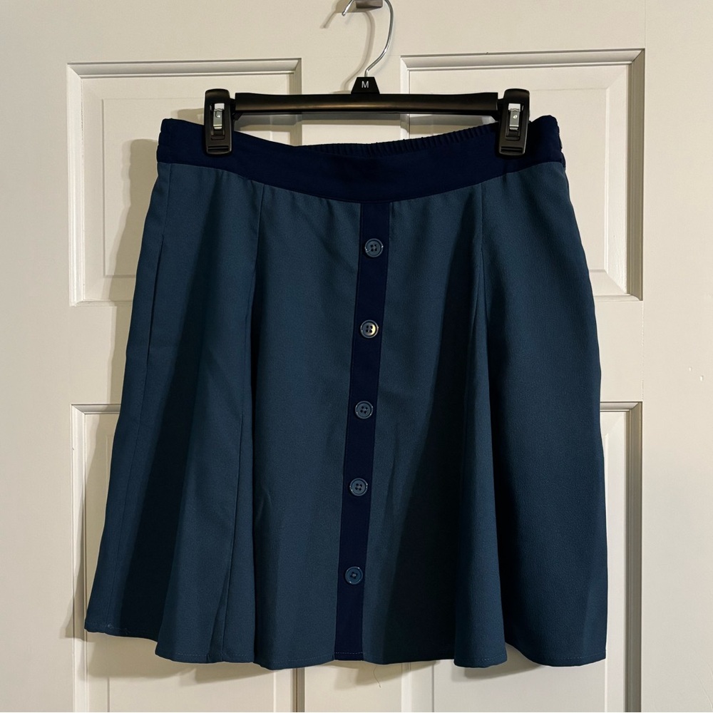 Modcloth Teal A-Line Skirt with Button Detail